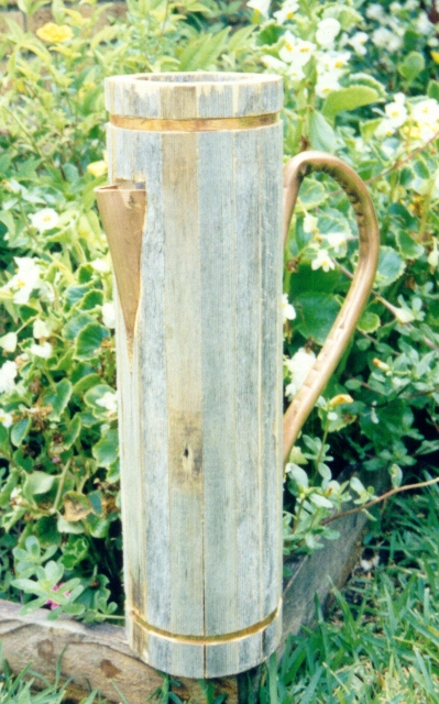 Pitcher.  Wood and copper.  Designed and created by Ronald L. Siebler.  1998