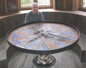 Ron Siebler with the working clock table just 