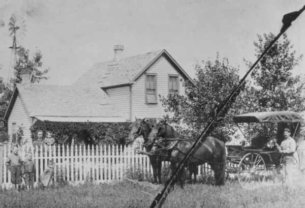 Siebler home in Cornlea NE circa 1896 with Lena and children